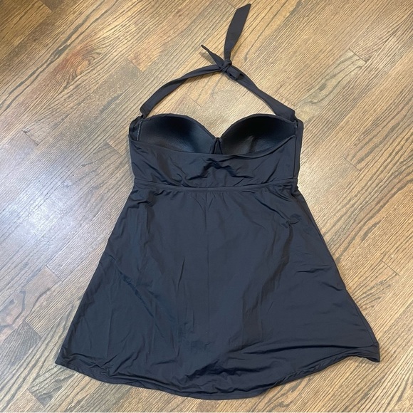 Swimsuits For All Black Twist Front Swim Dress Women's Plus Size 16 One Piece - Picture 7 of 8